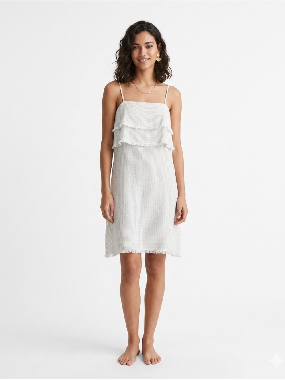 [Zara] White Linen Lightweight Tank Dress
